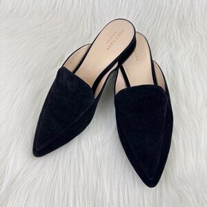 Cole Haan Piper Suede Pointed Toe Mules Slides Black Heeled Slippers 9B W08934